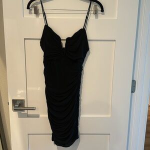 Black ruched mini dress